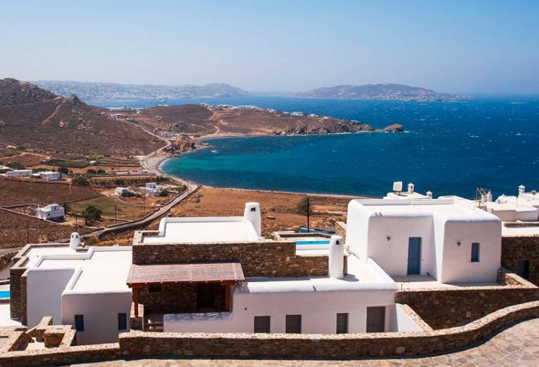 Houlakia Beach Rent a car in Mykonos Island Greece